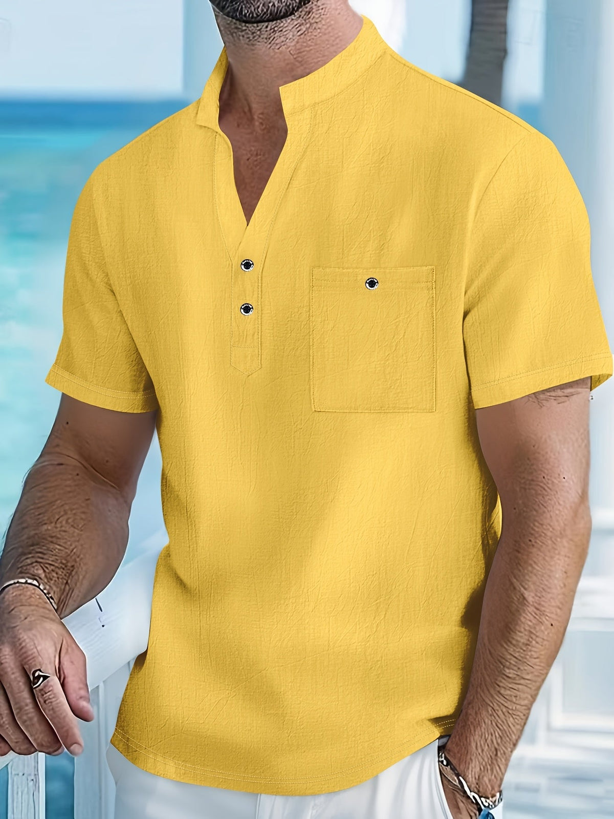 VALERO | Camicia Henley da uomo in lino