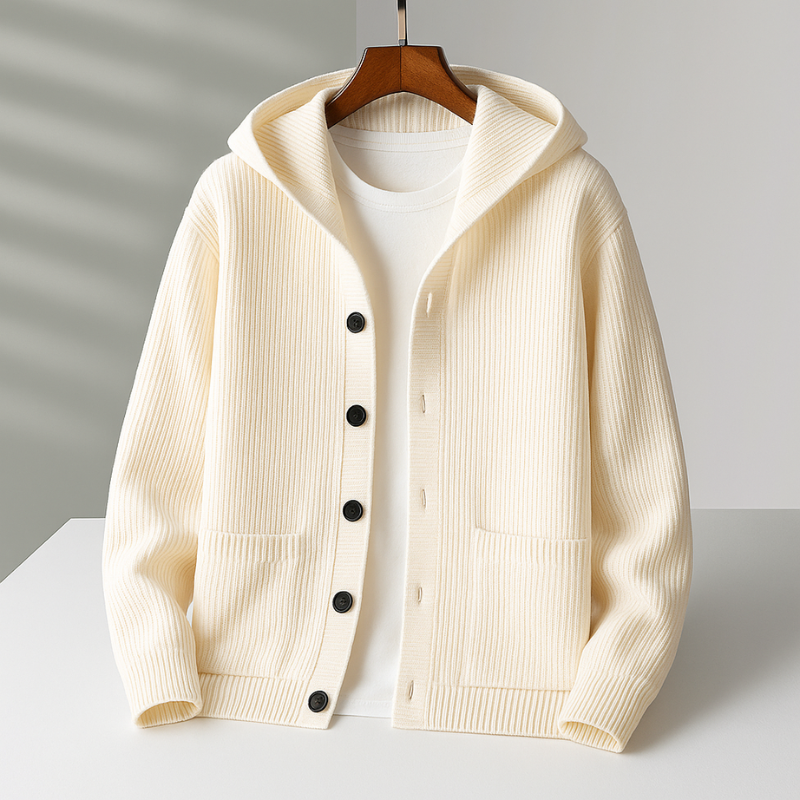 VALERO™ | Cardigan con cappuccio in lana mista