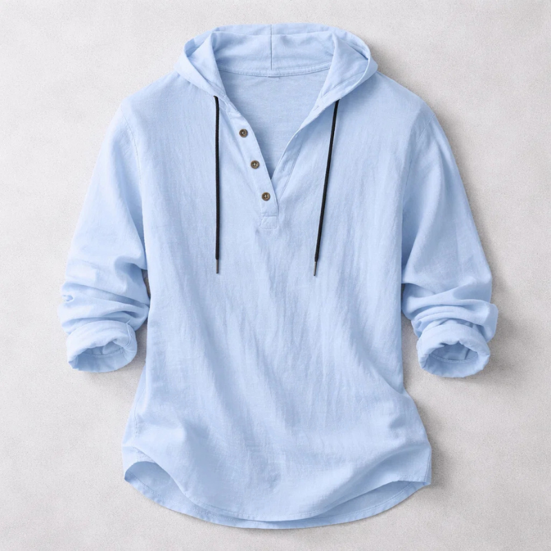 VALERO™ | Felpa con cappuccio in lino stile Henley