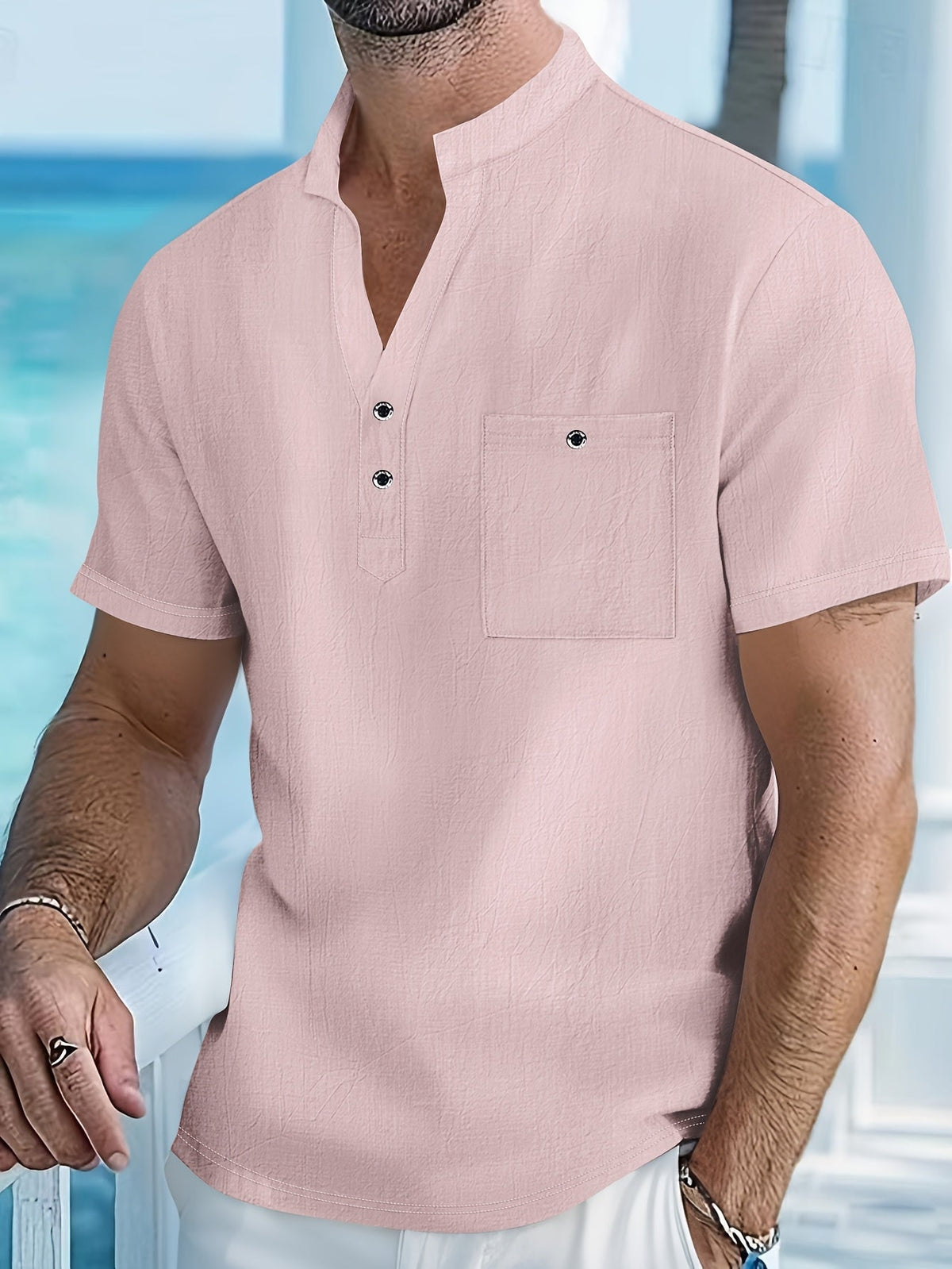 VALERO | Camicia Henley da uomo in lino