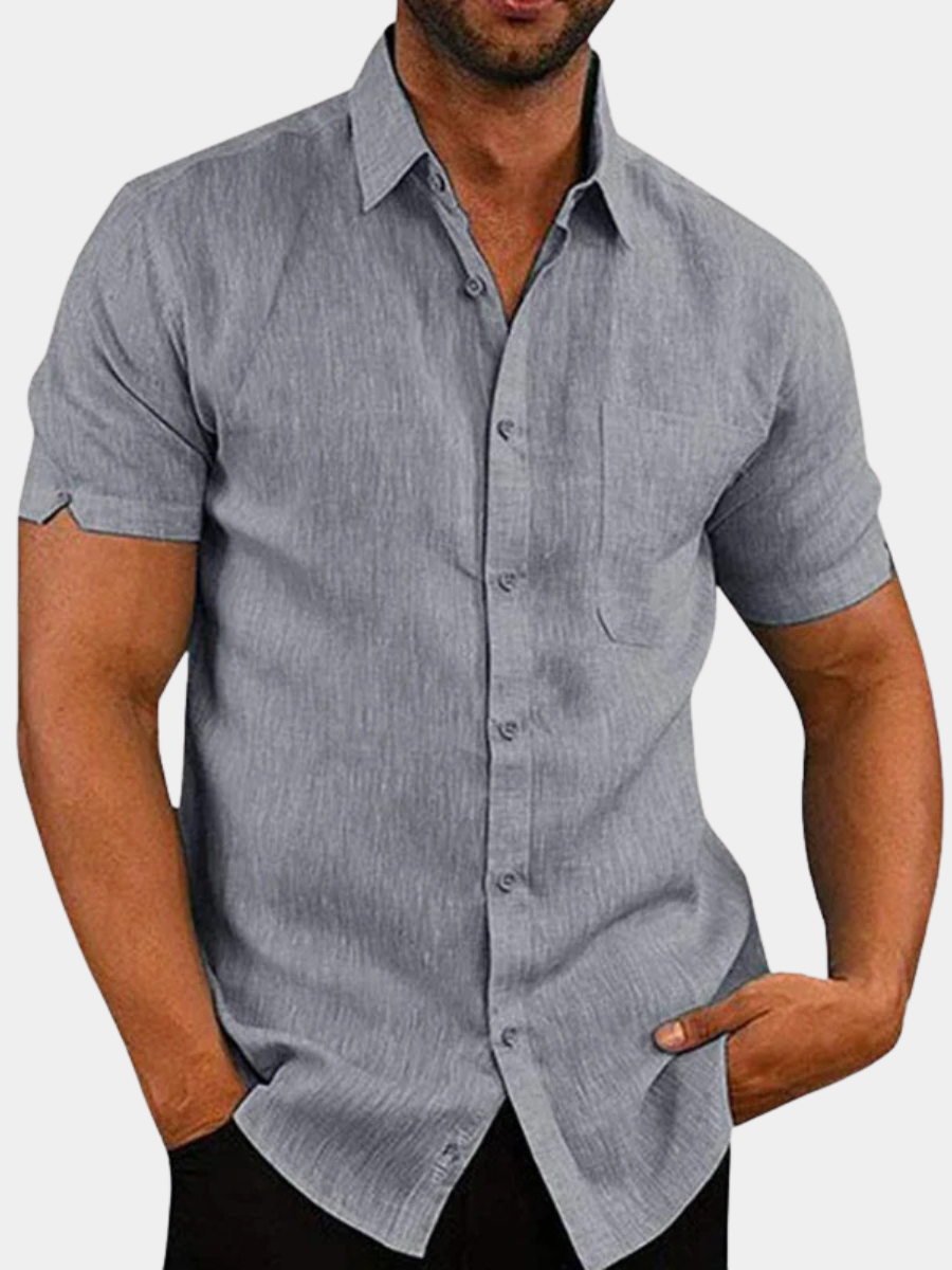VALERO | Camicia da uomo in lino a maniche corte