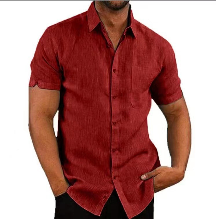 VALERO | Camicia da uomo in lino a maniche corte