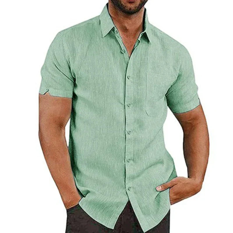 VALERO | Camicia da uomo in lino a maniche corte