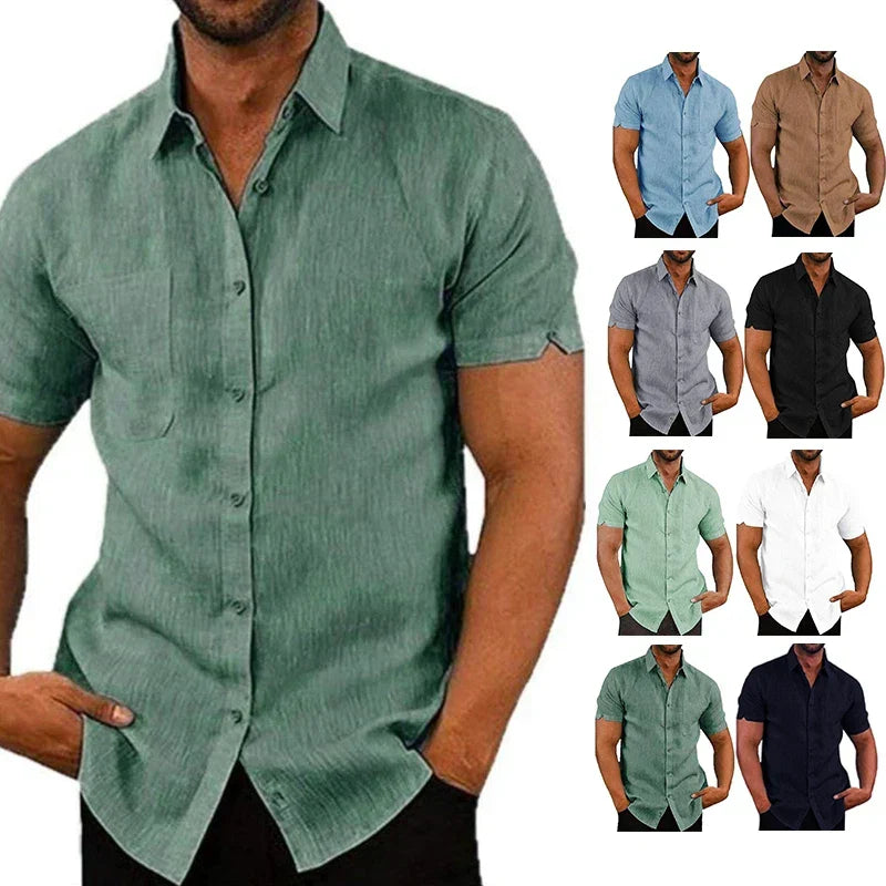 VALERO | Camicia da uomo in lino a maniche corte