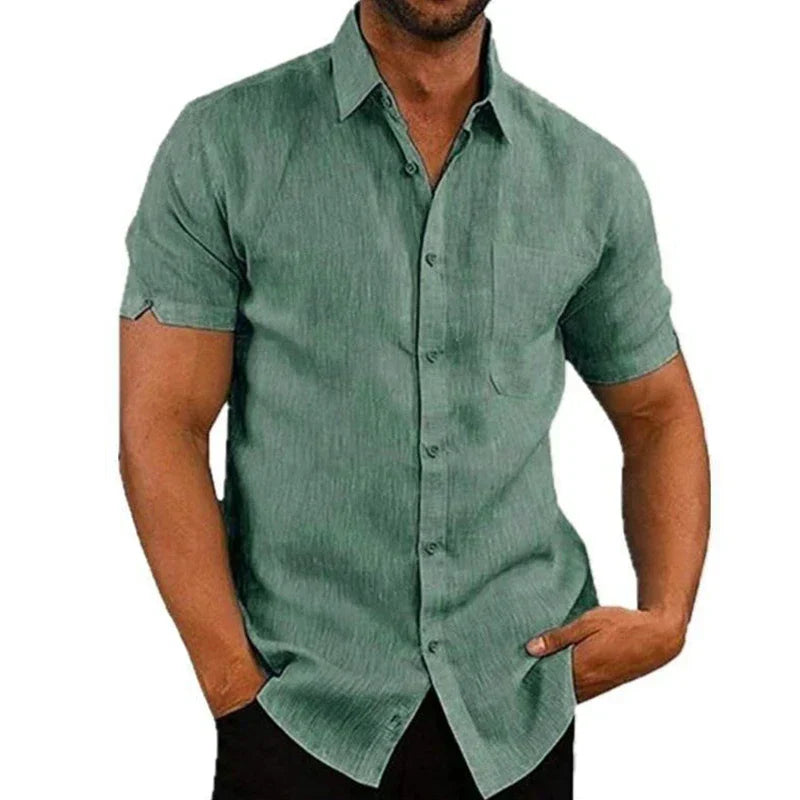 VALERO | Camicia da uomo in lino a maniche corte