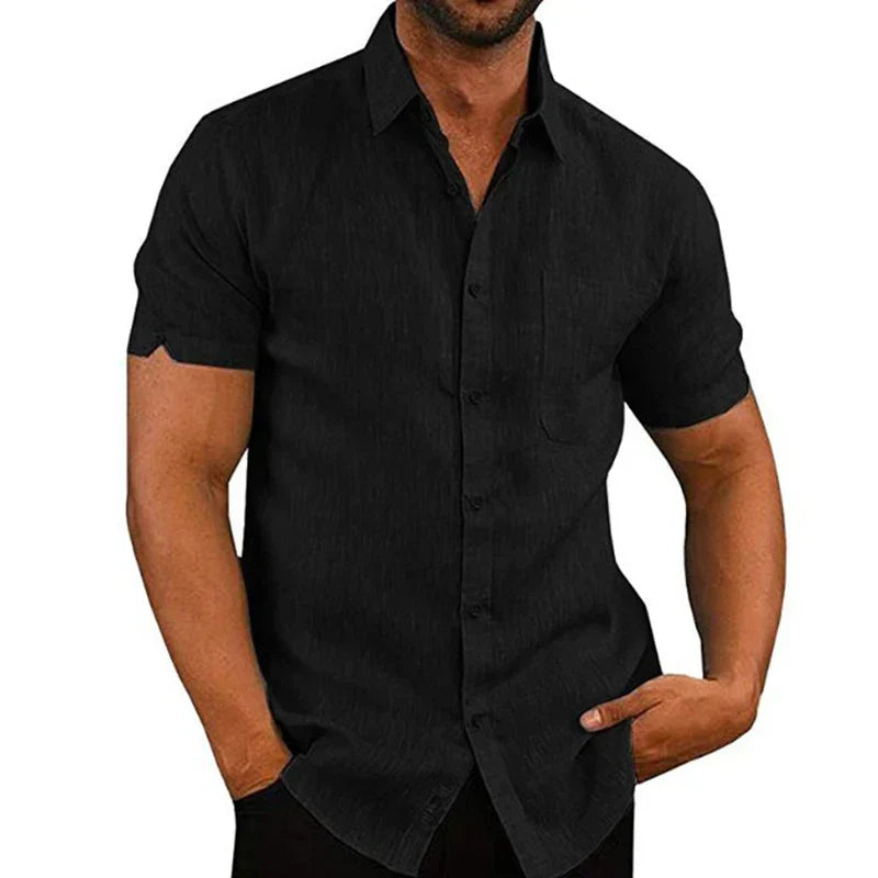 VALERO | Camicia da uomo in lino a maniche corte