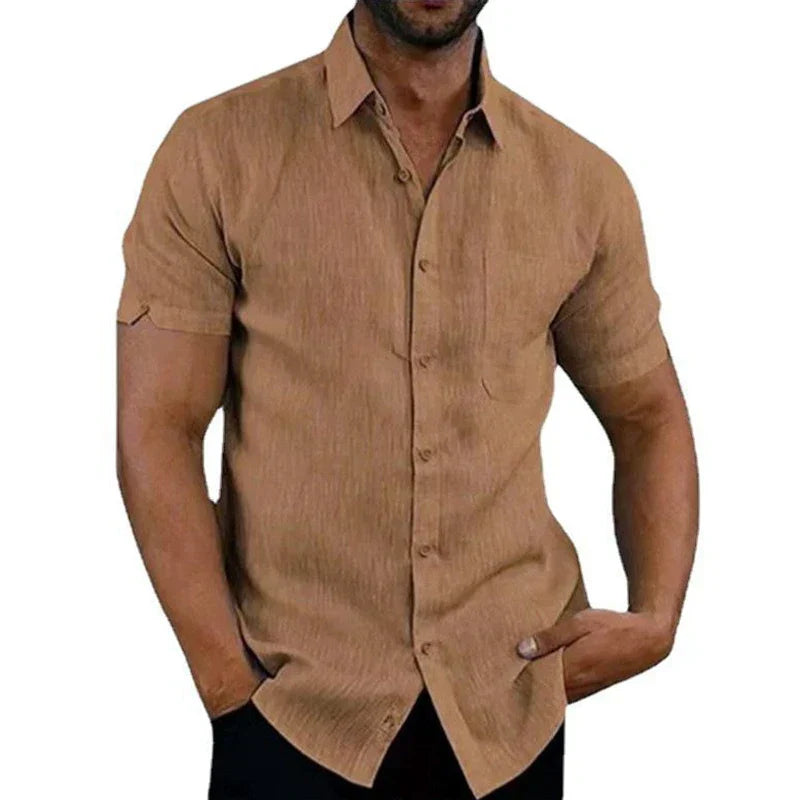 VALERO | Camicia da uomo in lino a maniche corte