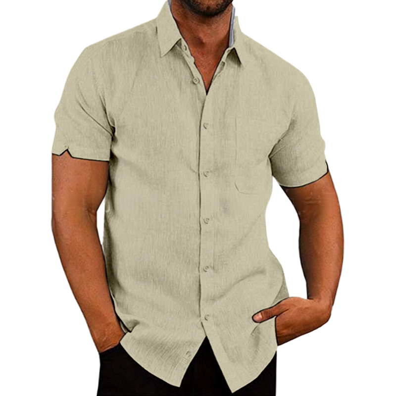 VALERO | Camicia da uomo in lino a maniche corte