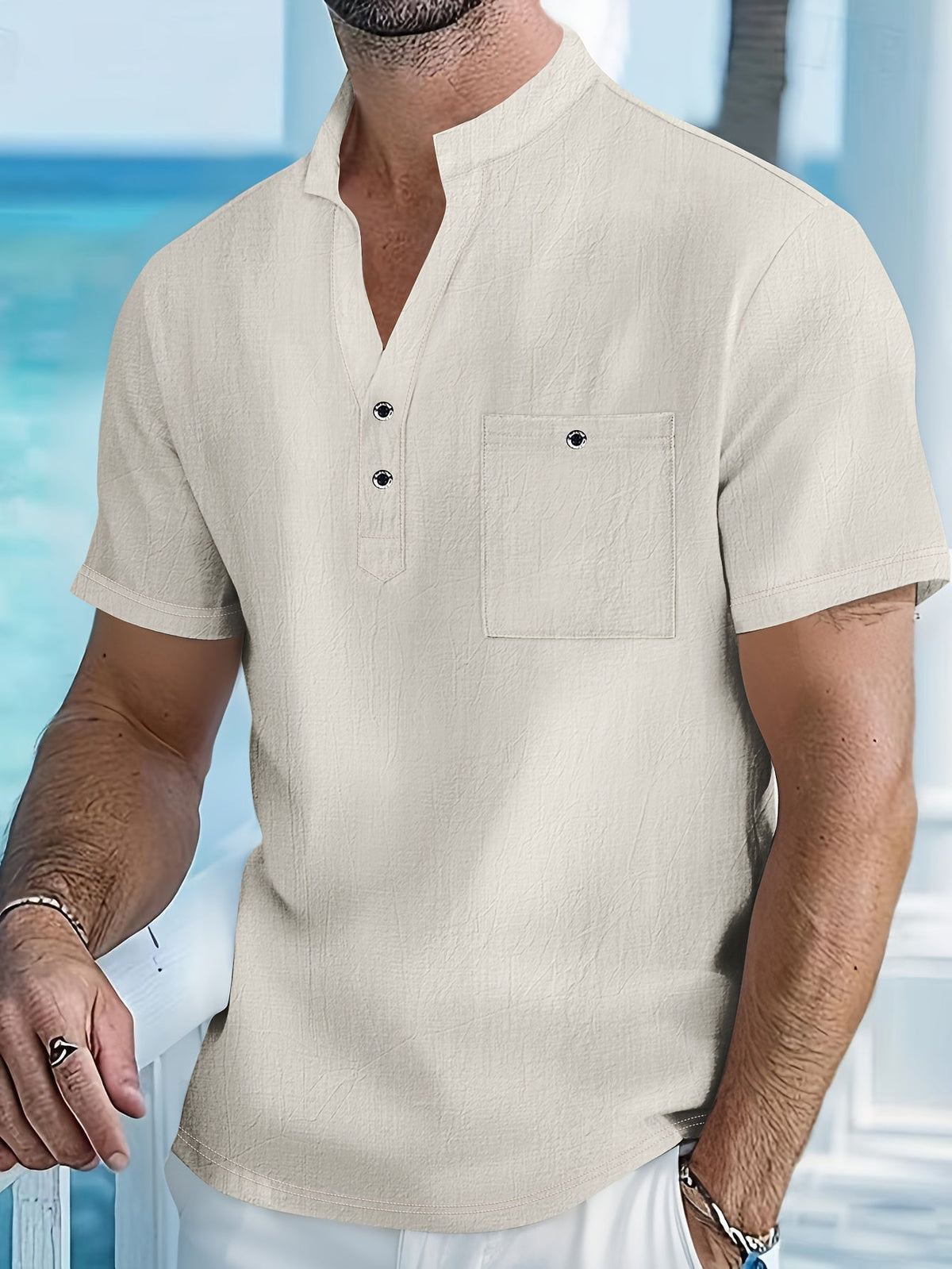 VALERO | Camicia Henley da uomo in lino
